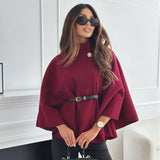 Dames Batwing Cloak Top | Met Riem en Staande Kraag | Losse Mantelstijl voor Casual en Chique Gelegenheden