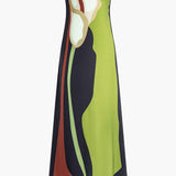 Kleurblok Strapless Split Maxi Jurk
