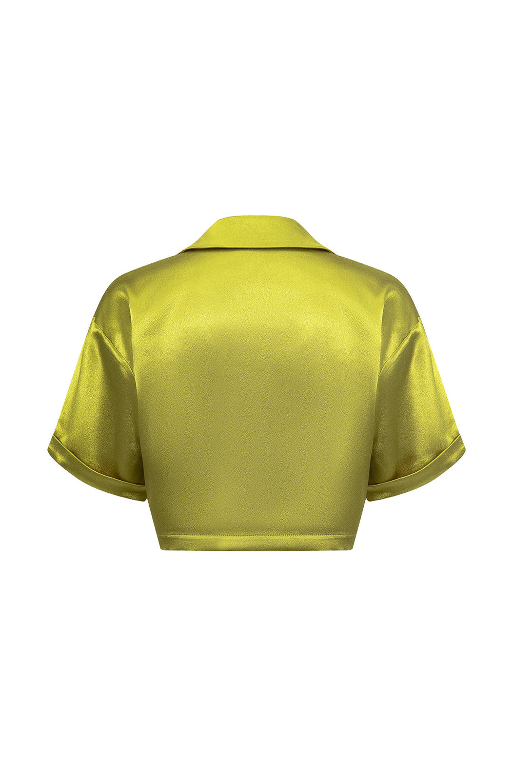 Priya - Elegante Satijnen Twist Knoop Korte Mouwen Shirt voor Dames