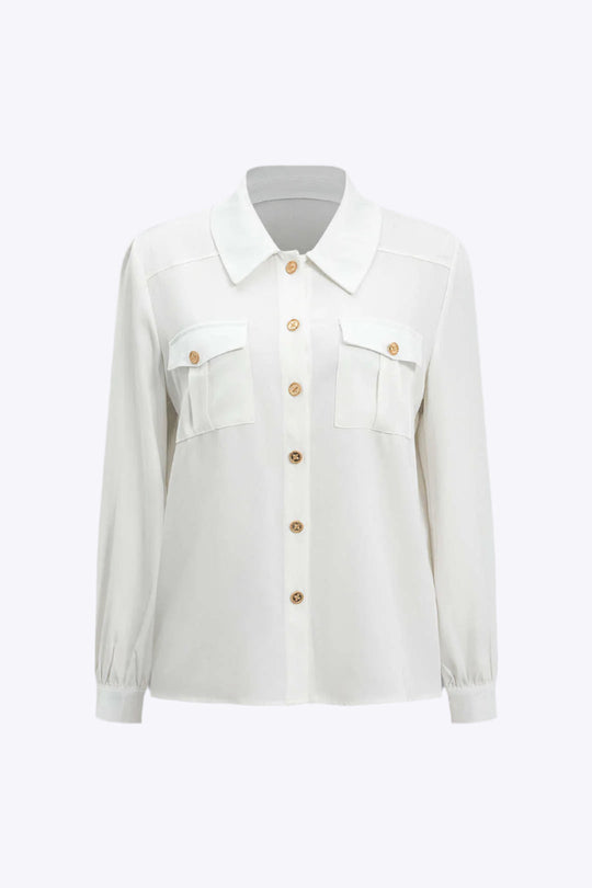 Delphine - Elegante Knopzak Vrouwelijke Lange Mouwen Shirt