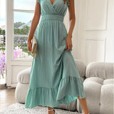 Dames Maxi Jurk met Ruffles en V-hals