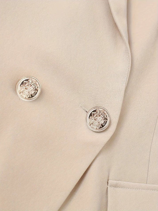 Gisla - Elegante Effen Kleur Tweedelige Blazer Set