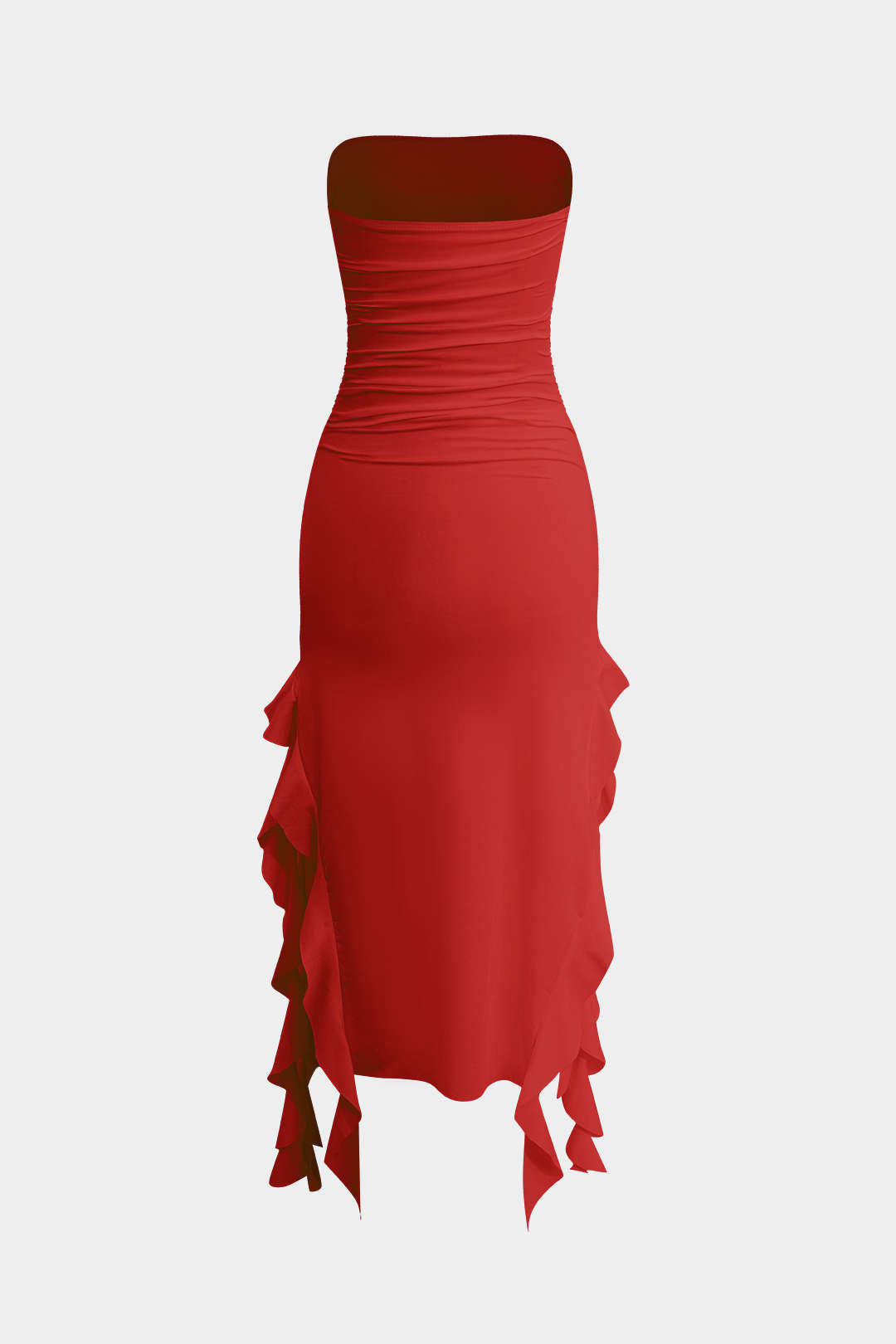 Effen Rimpelrand Rimpel Tube Maxi Jurk