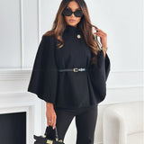 Dames Batwing Cloak Top | Met Riem en Staande Kraag | Losse Mantelstijl voor Casual en Chique Gelegenheden