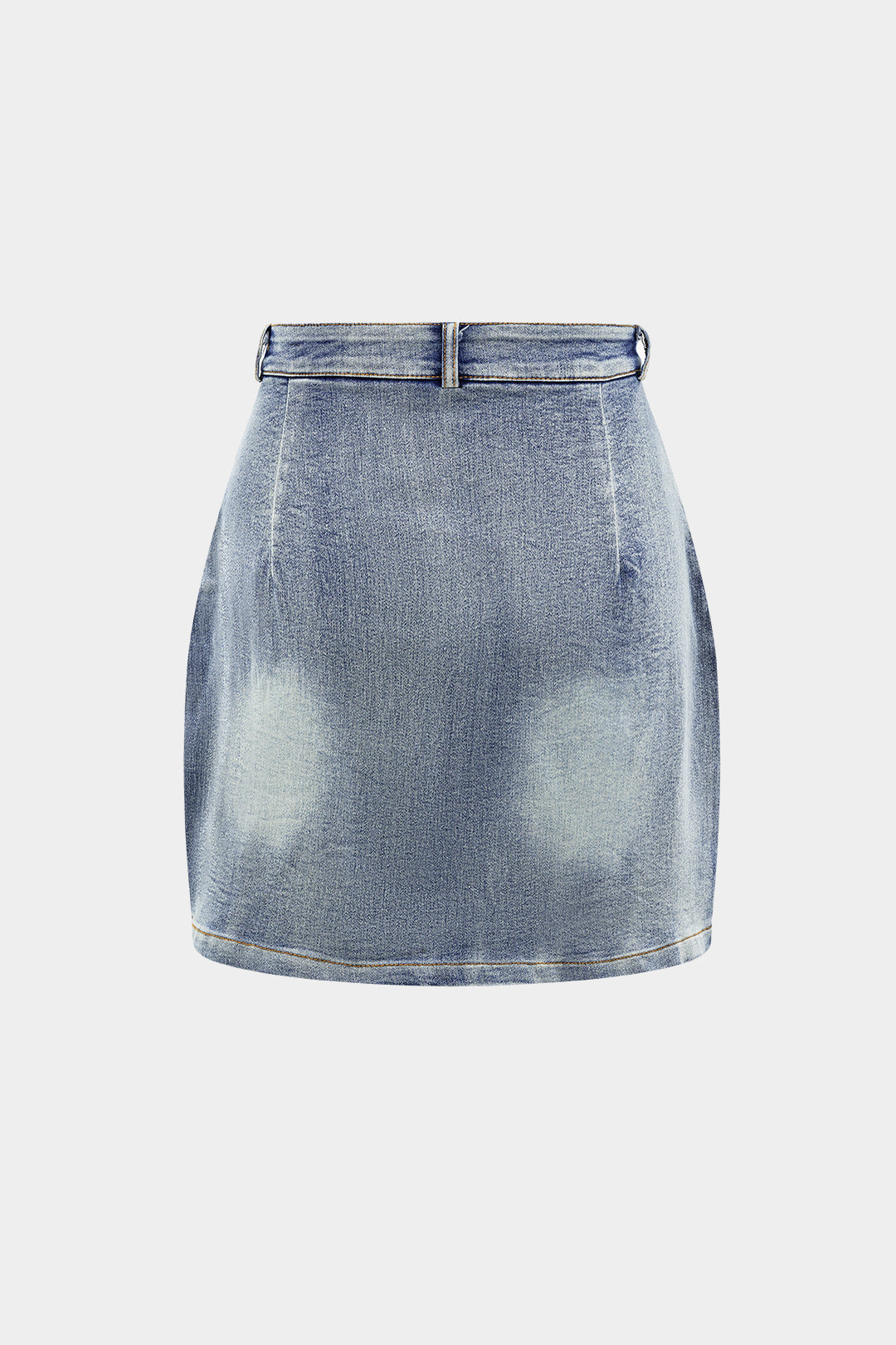 Denim Haltertop met Strikdetail en Minirok Set