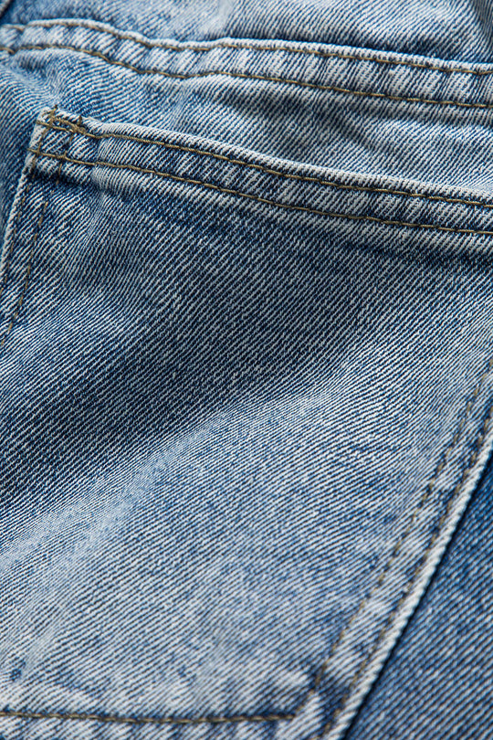 Camo Print Denim Patchwork Knopzak Jeans