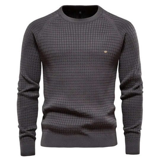 Heren Textured Knit Crew Neck Trui met Klassiek Slim Fit Ontwerp