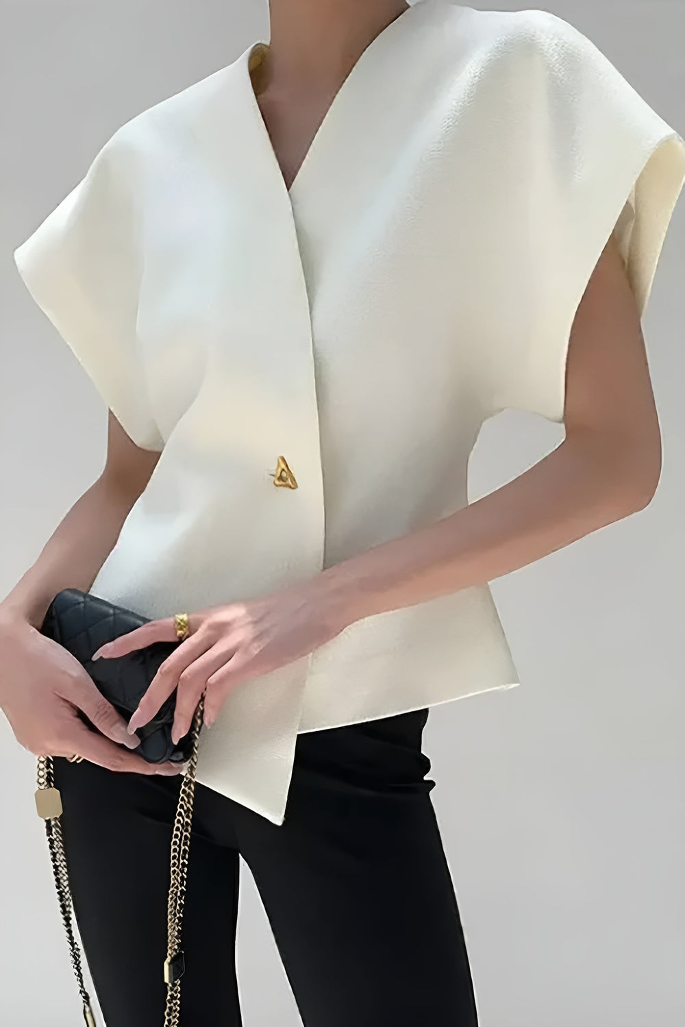 Tressa - Elegante Knopdesign Dames Korte Mouwen Shirt