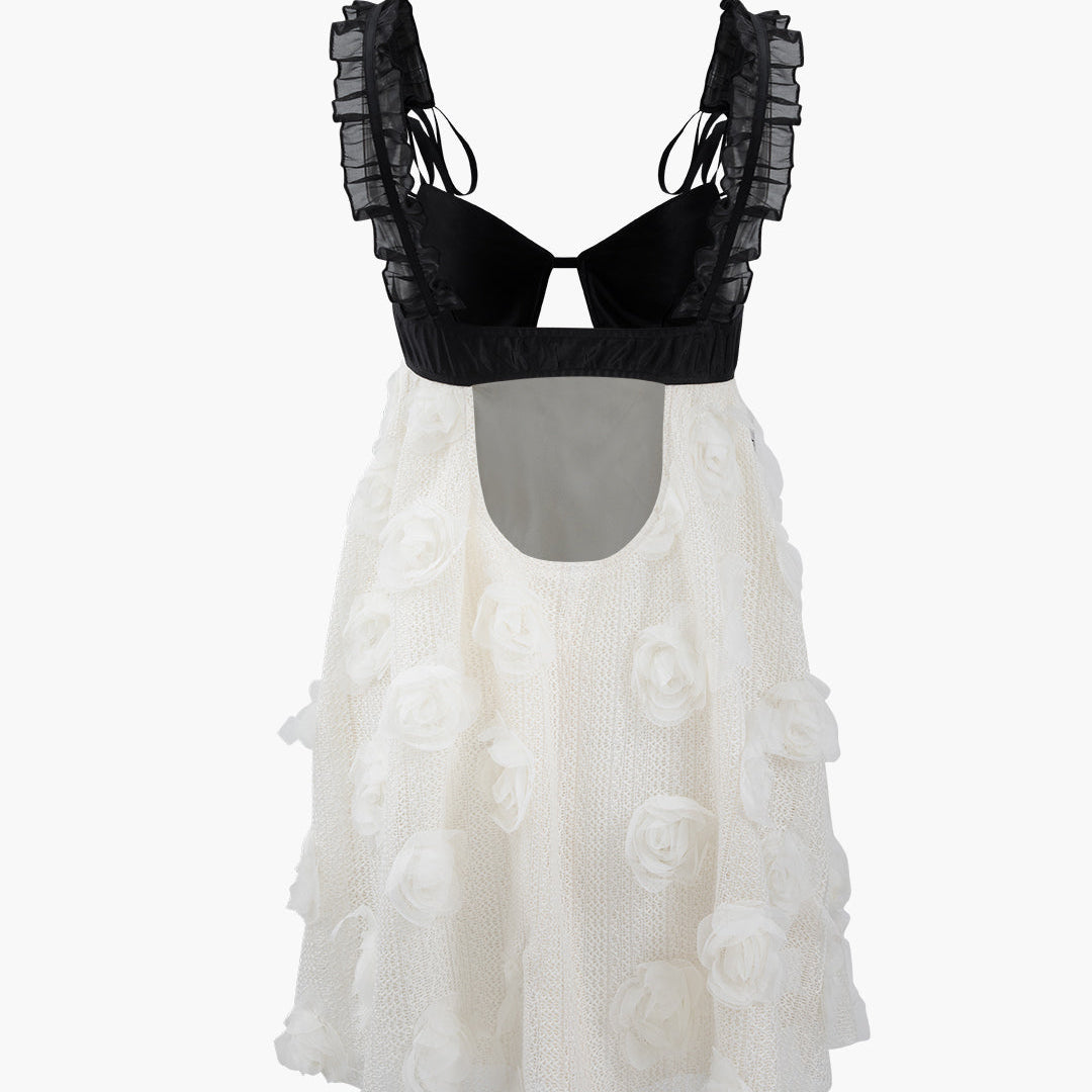 Frill Strap Bloemen Backless Mini Jurk