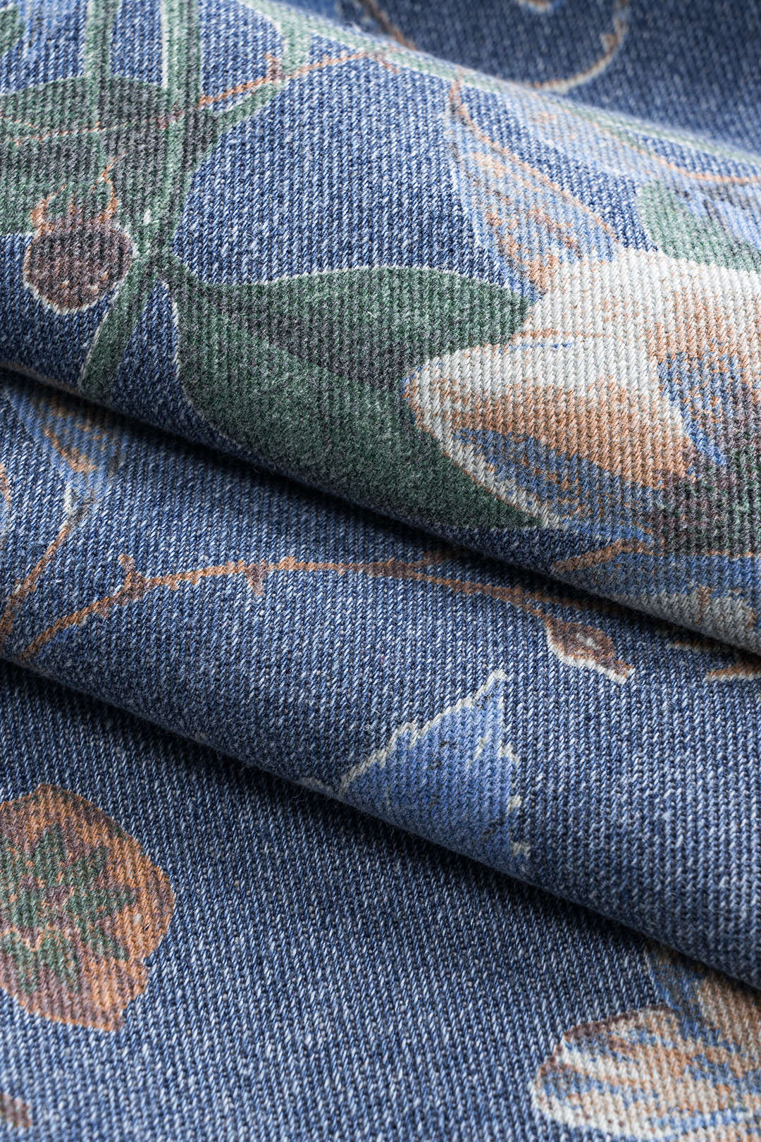 Retro Bloemenprint Denim Knopenzak Brede Pijpen Jeans