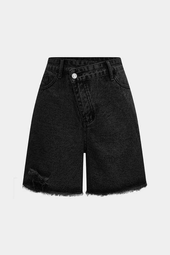 Denim Hoge Taille Gescheurde Shorts