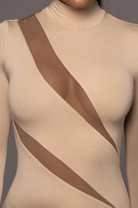 Bridget - Stijlvolle Contrast Mesh Ontwerp Dames Maxi Jurk