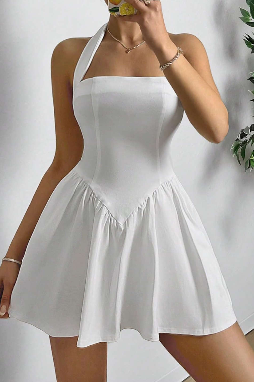 Halter Nek Mouwloze Mini Jurk