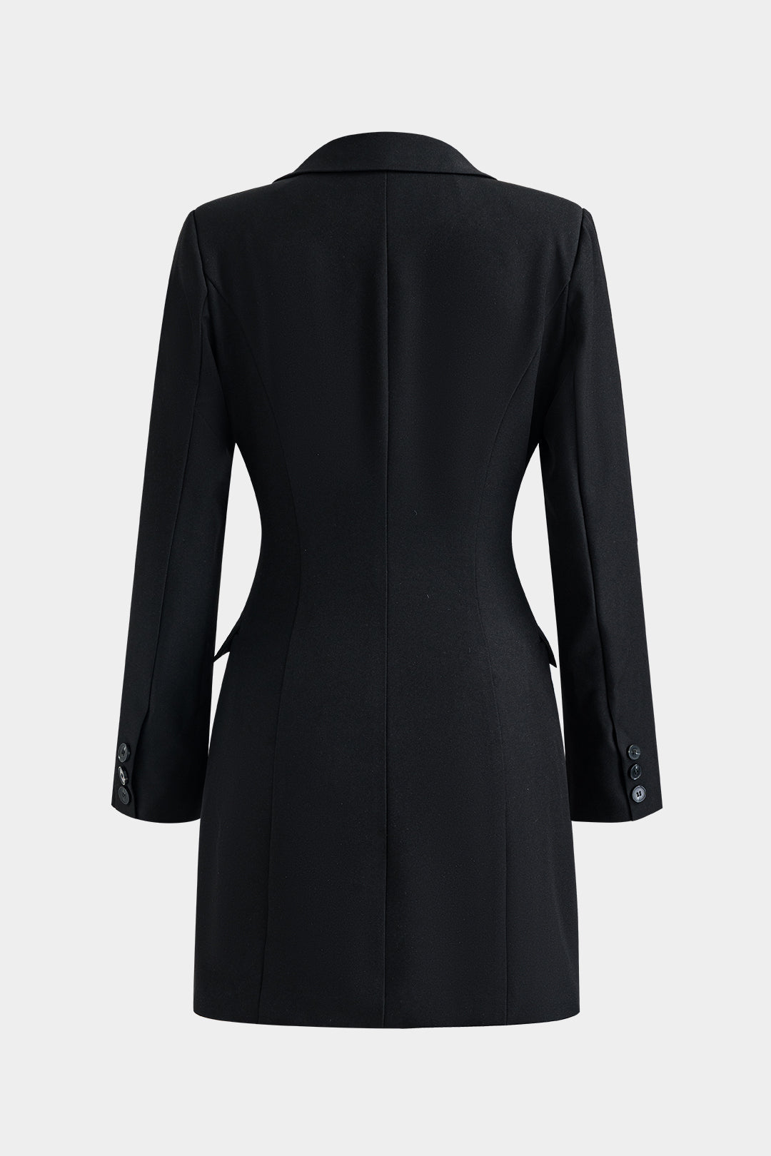 Knop V-Hals Pocket Lange Mouw Mini Jurk