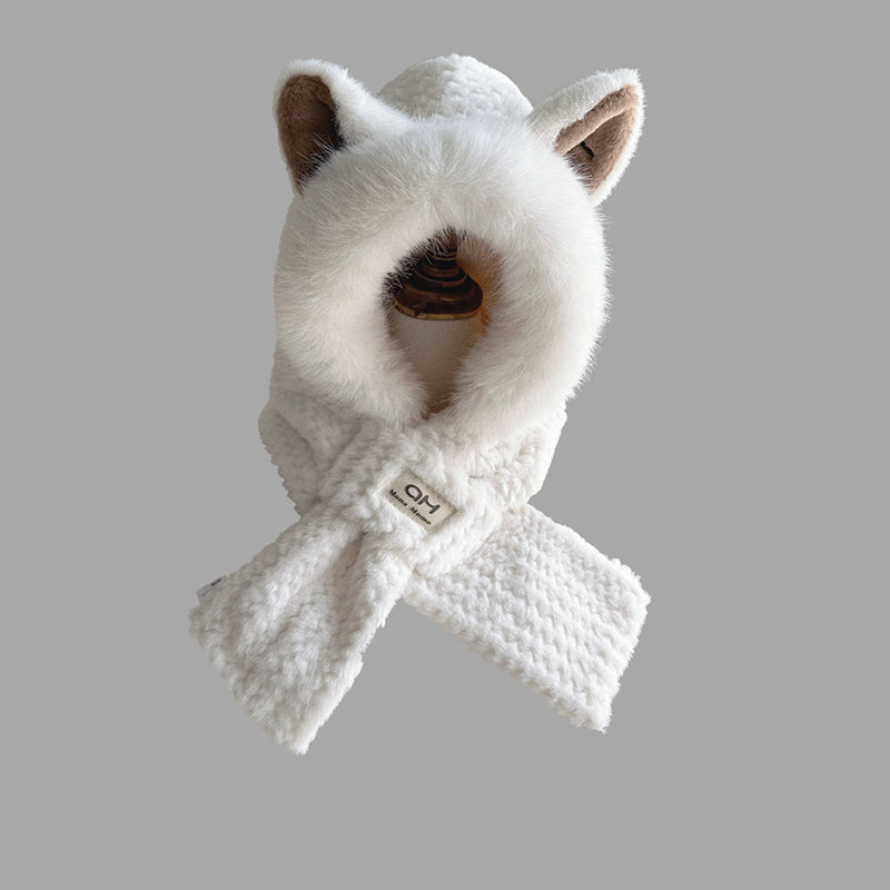 Muts en Sjaal 2-in-1 met Vos Oren voor Vrouwen en Kinderen | Ideaal voor de Winter