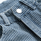 Letter Borduurwerk Denim Streep Knop Pocket Wijde Pijp Barrel Jeans