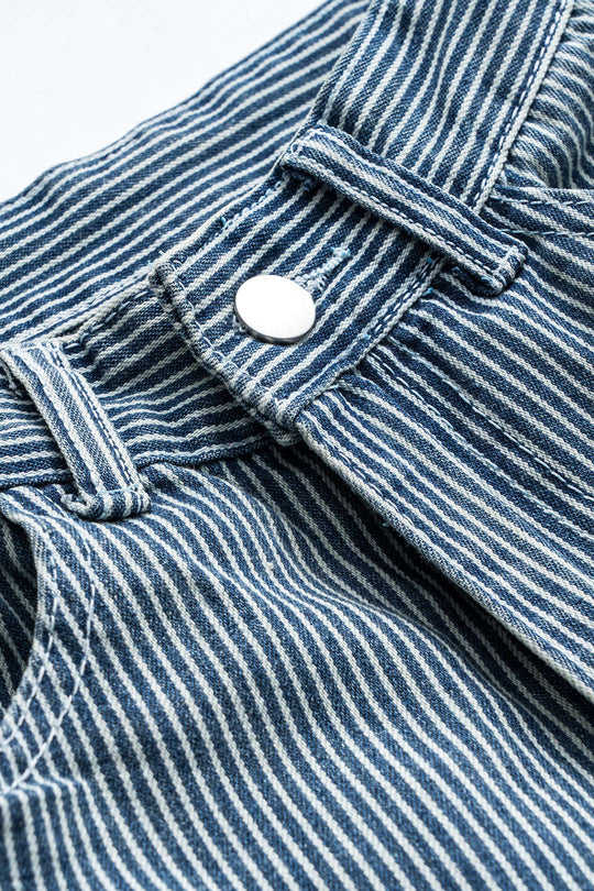 Letter Borduurwerk Denim Streep Knop Pocket Wijde Pijp Barrel Jeans