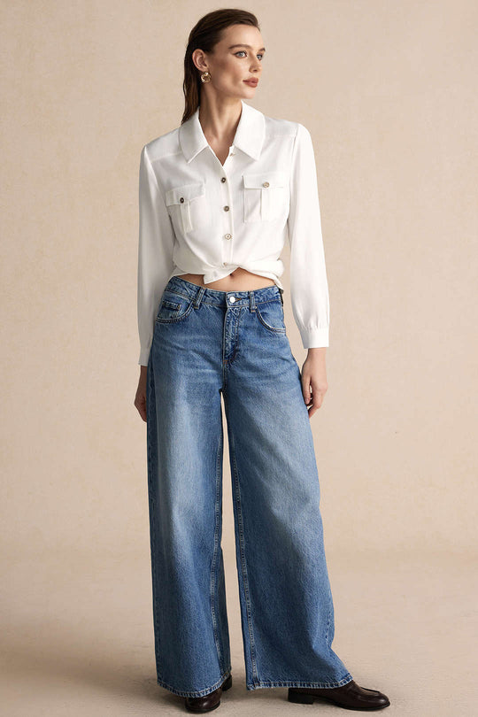 Delphine - Elegante Knopzak Vrouwelijke Lange Mouwen Shirt