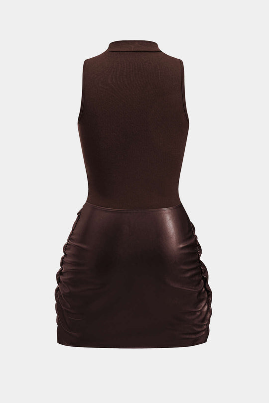 Knoop Voorkant Mouwloze Mini Jurk – Edgy en Elegant in Eén Look