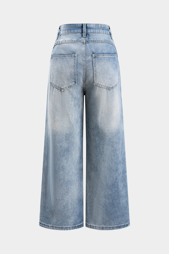Denim Patchwork Rechte Jeans