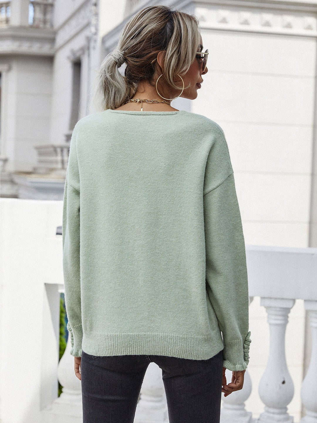 Trui met Franje Mouwen en V-Hals | Comfortabel & Uniek Design