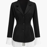 Gelaagde Patchwork Lange Mouw V-Hals Mini Jurk