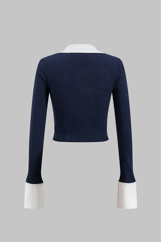 Rhea - Modern Patchwork Design Dames Lang Sleef Shirt