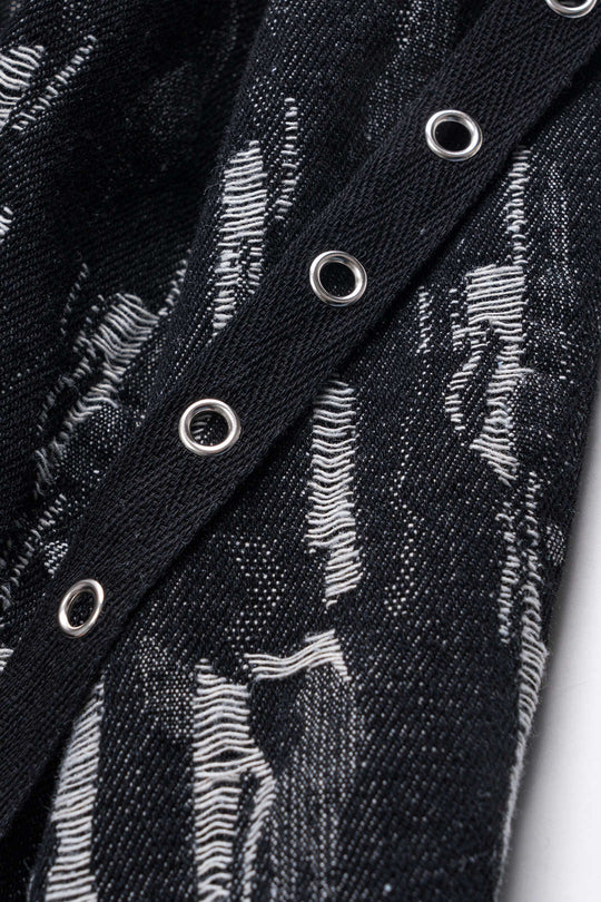 Jacquard Denim Metaal Riem Rits Rok