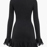 Gebreide Jurk met Contrast Whipstitching