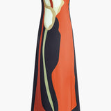 Kleurblok Strapless Split Maxi Jurk
