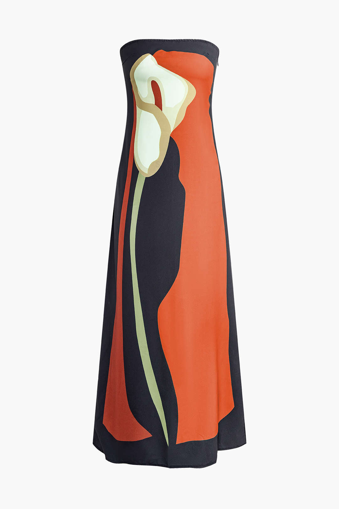 Kleurblok Strapless Split Maxi Jurk