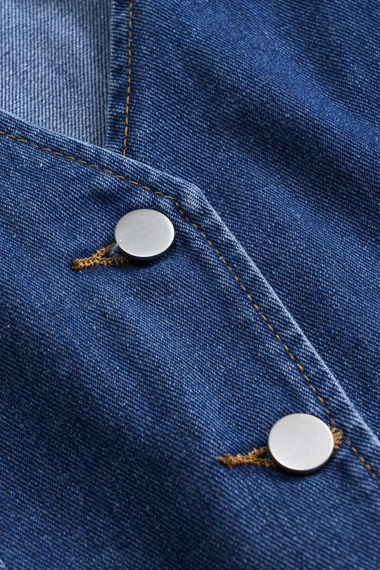 Denim Knopzak Ceintuurtop en Shorts Set