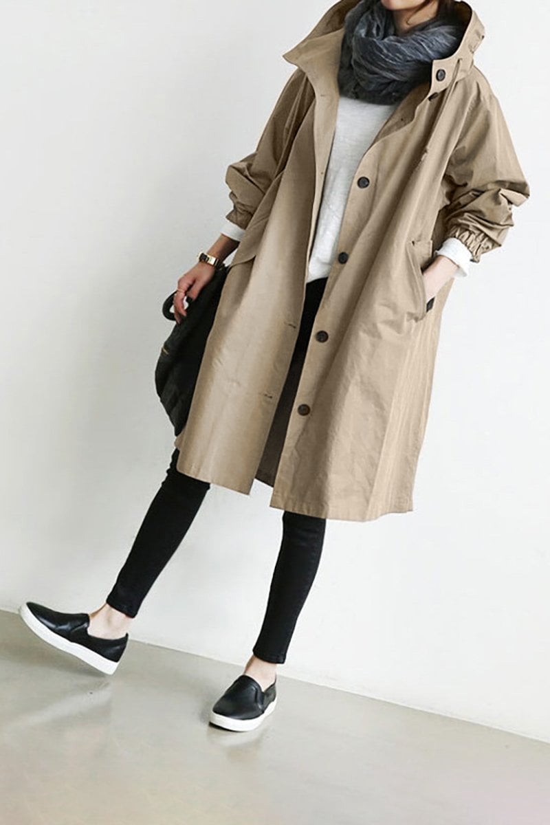 Waterdichte Trenchcoat met Capuchon voor Dames | Stijlvol en Functioneel bij Elk Weer