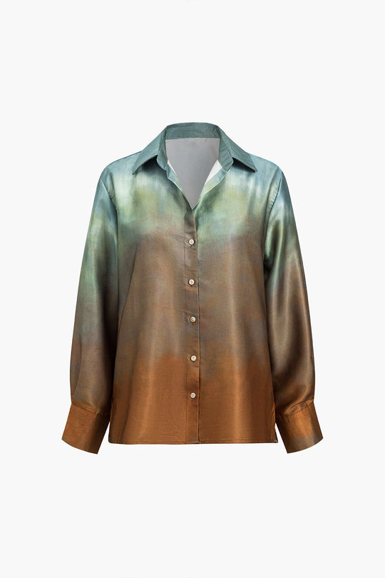 Tallulah - Moderne Gedrukte Satijnen Dames Langemouwen Shirt