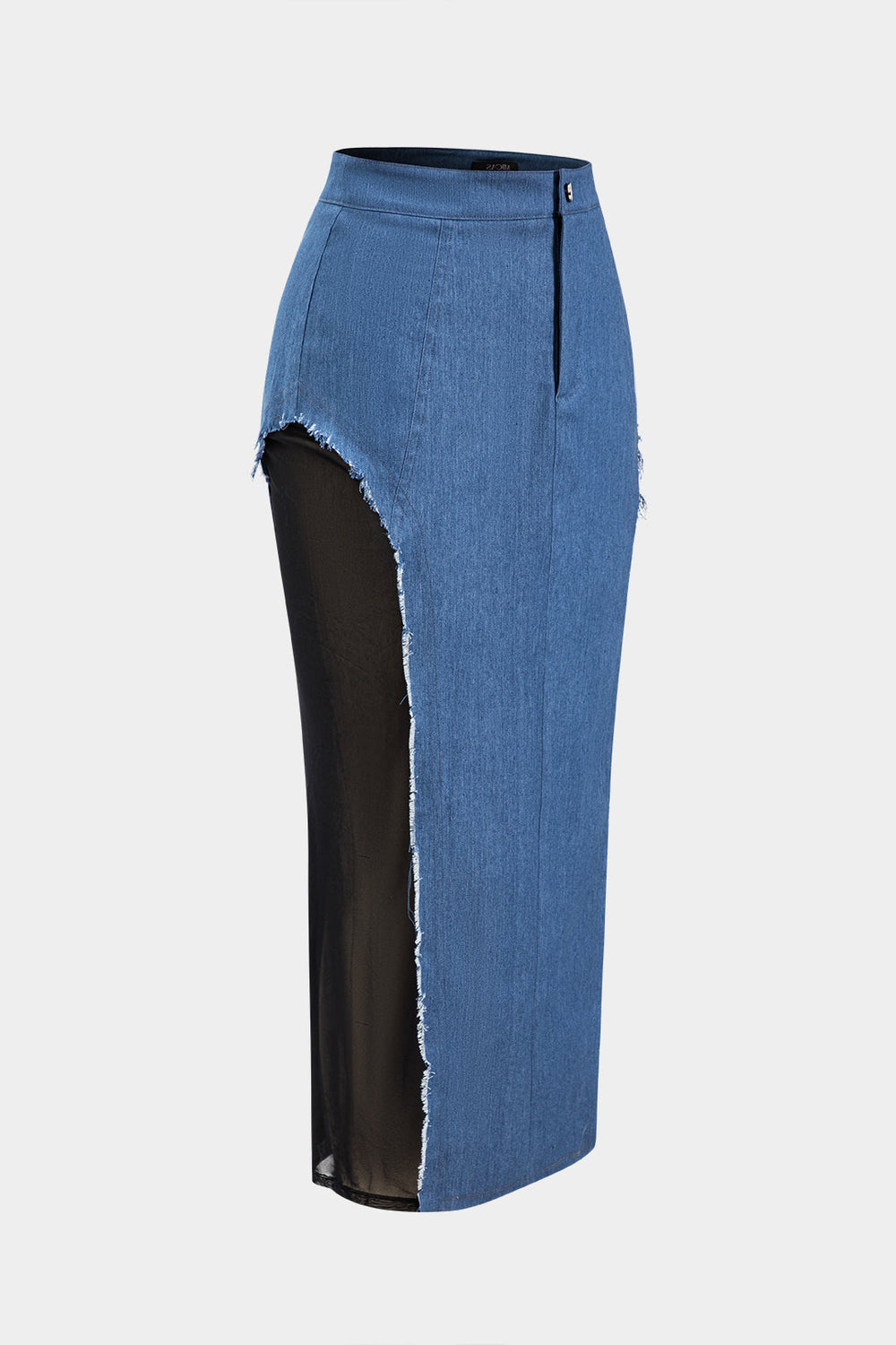 Denim Contrast Mesh Patchwork Rok