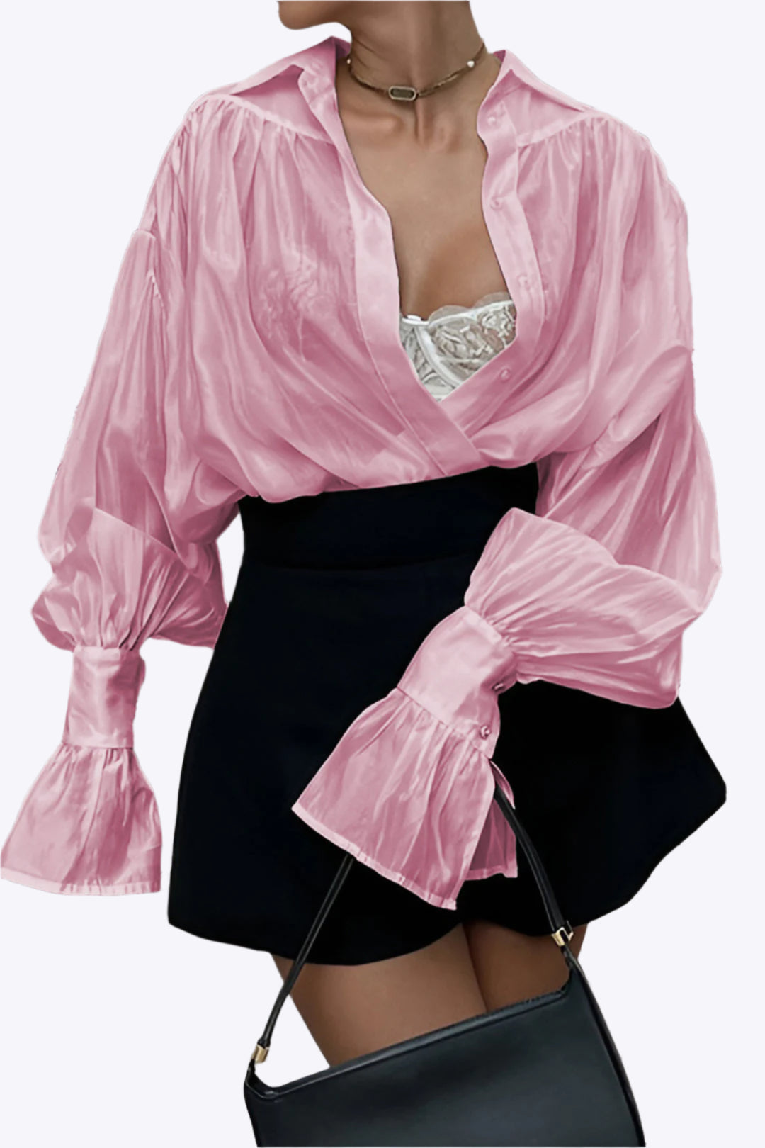 Ysabel - Tijdloze Satijnen Elegantie Dames Langemouw Shirt
