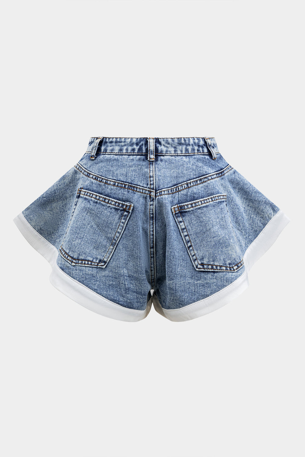 Denim Contrast Knop Pocket Shorts