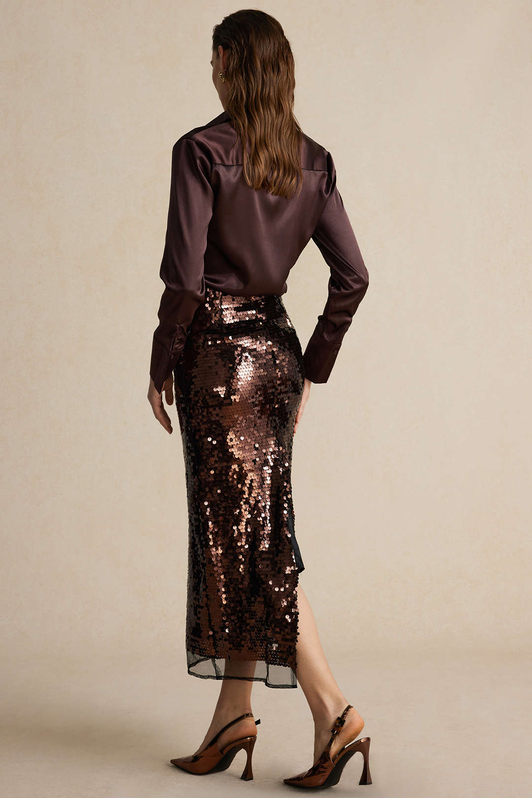 Niamh - Chic Satijn Textuur Dames Langemouw Shirt