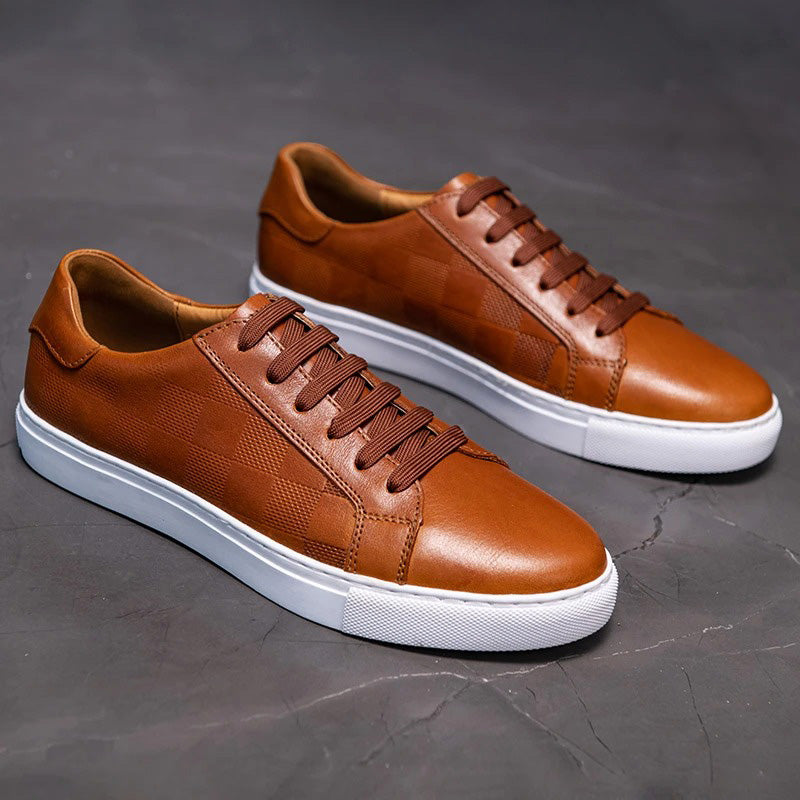 Heren Low-Top Sneakers met Vetersluiting en Contrast Zool