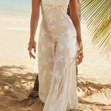 Bloemen Textuur Gevlochten Tie Back Slip Maxi Jurk