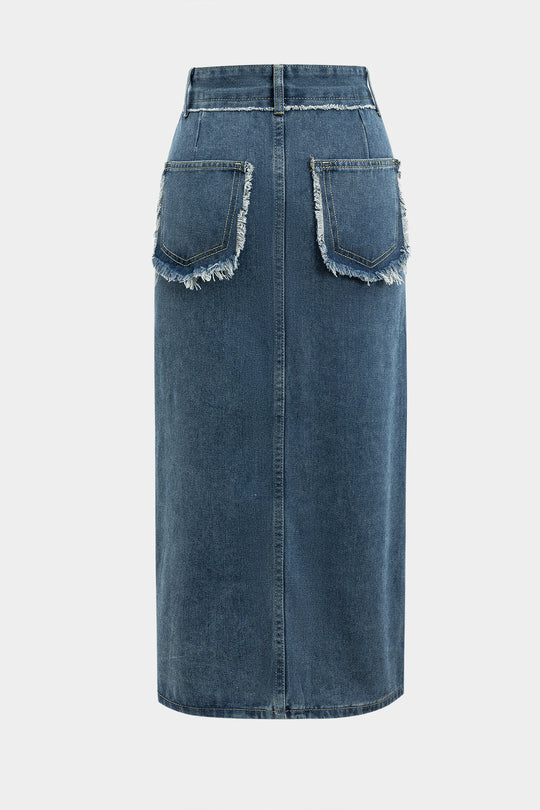 Denim Asymmetrische Pocket Rok