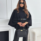 Dames Batwing Cloak Top | Met Riem en Staande Kraag | Losse Mantelstijl voor Casual en Chique Gelegenheden
