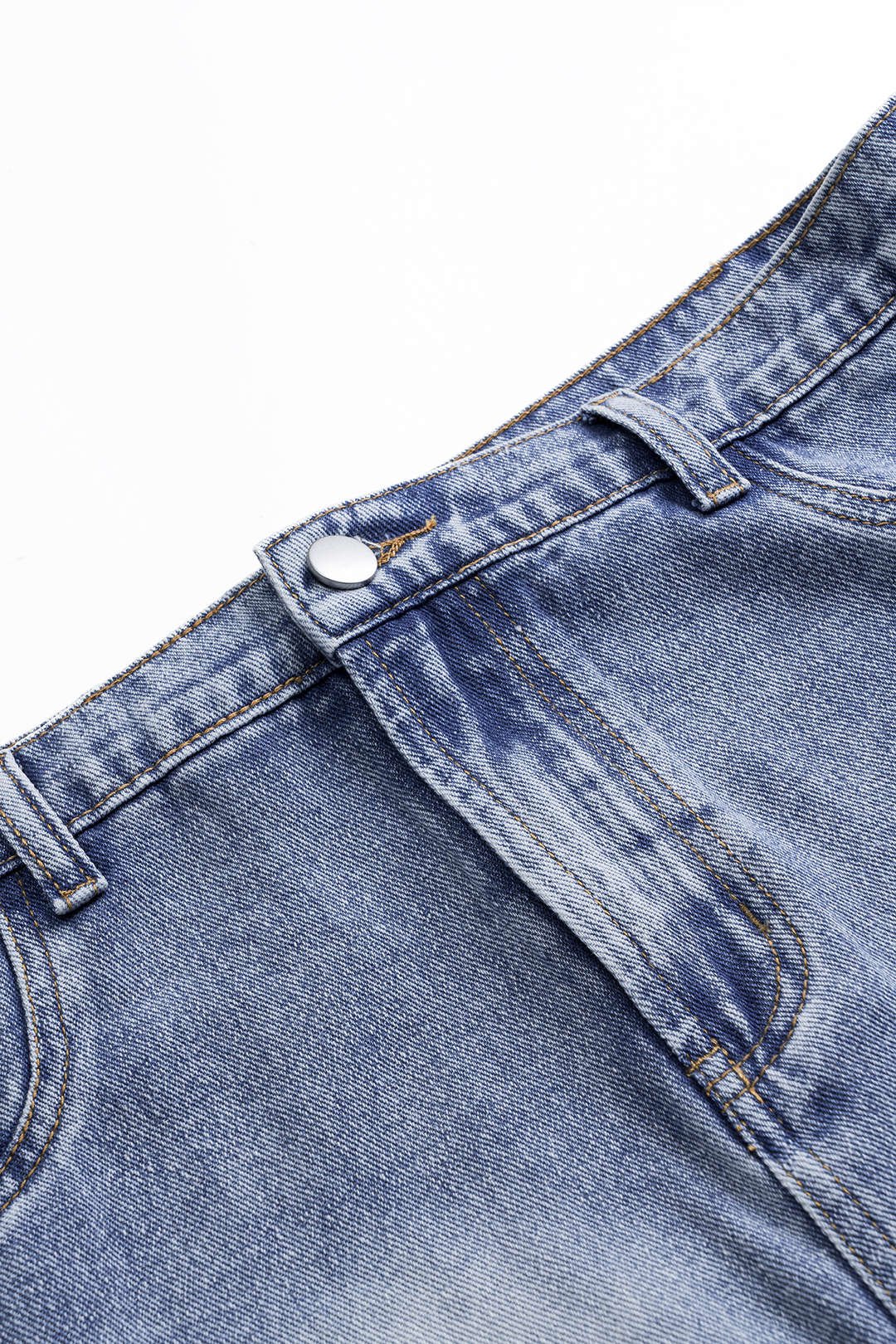 Denim Asymmetrische Halslijn Mini Jurk