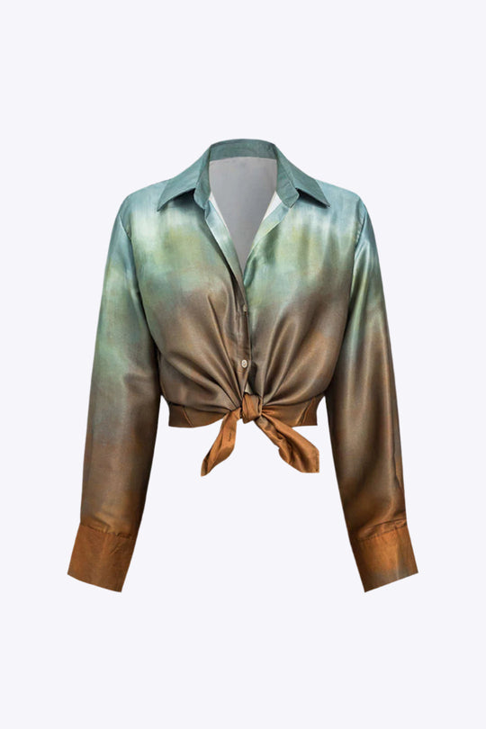 Tallulah - Moderne Gedrukte Satijnen Dames Langemouwen Shirt