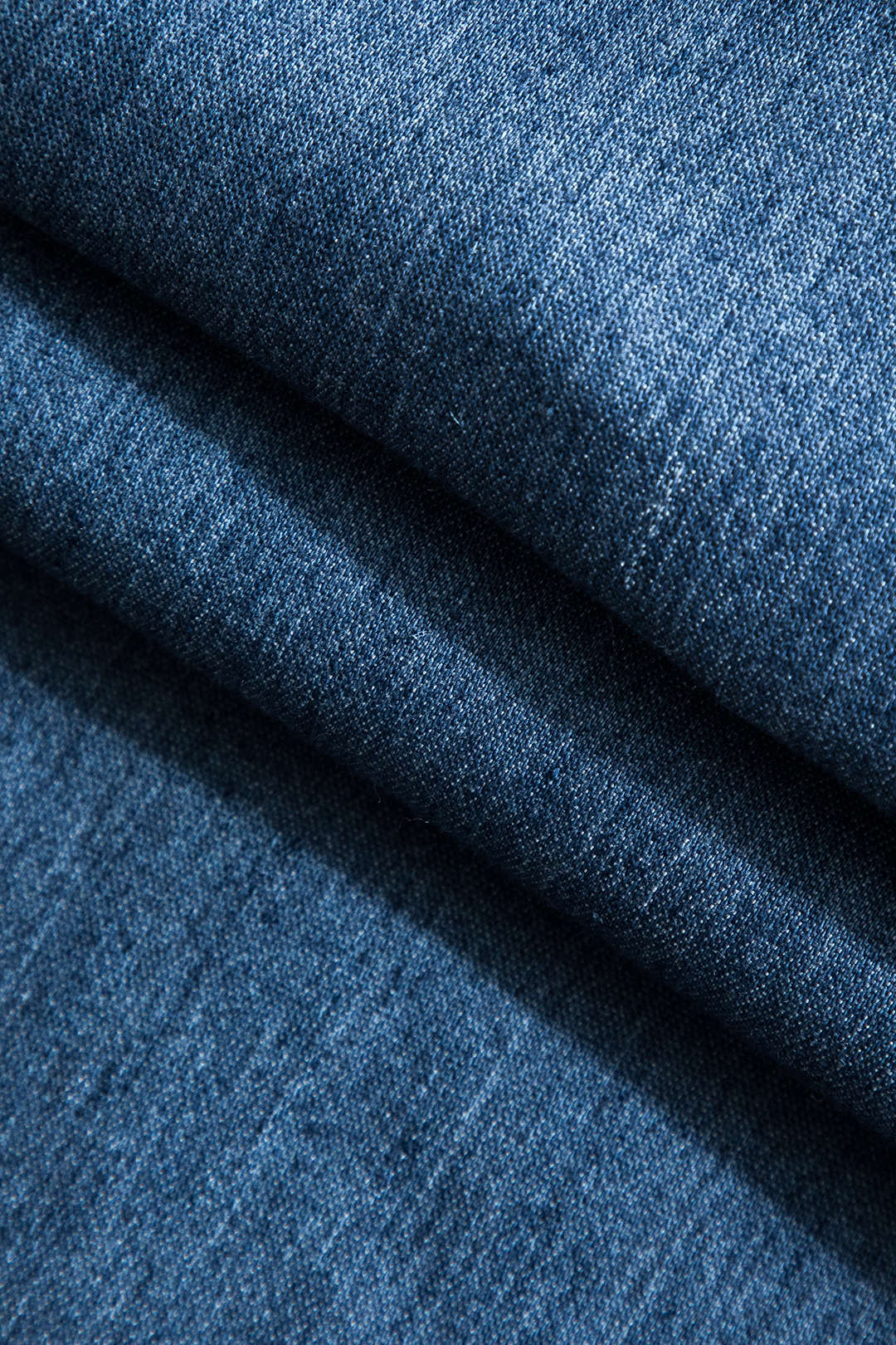 Effen Rimpel V-hals Denim Jurk