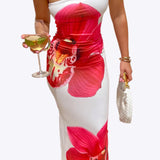 Braith - Mooie Bloemenpatroon Strapless Jurk voor Dames