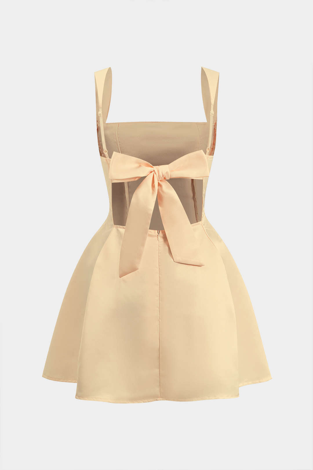Tie Back Zipper Backless Slip Mini Jurk