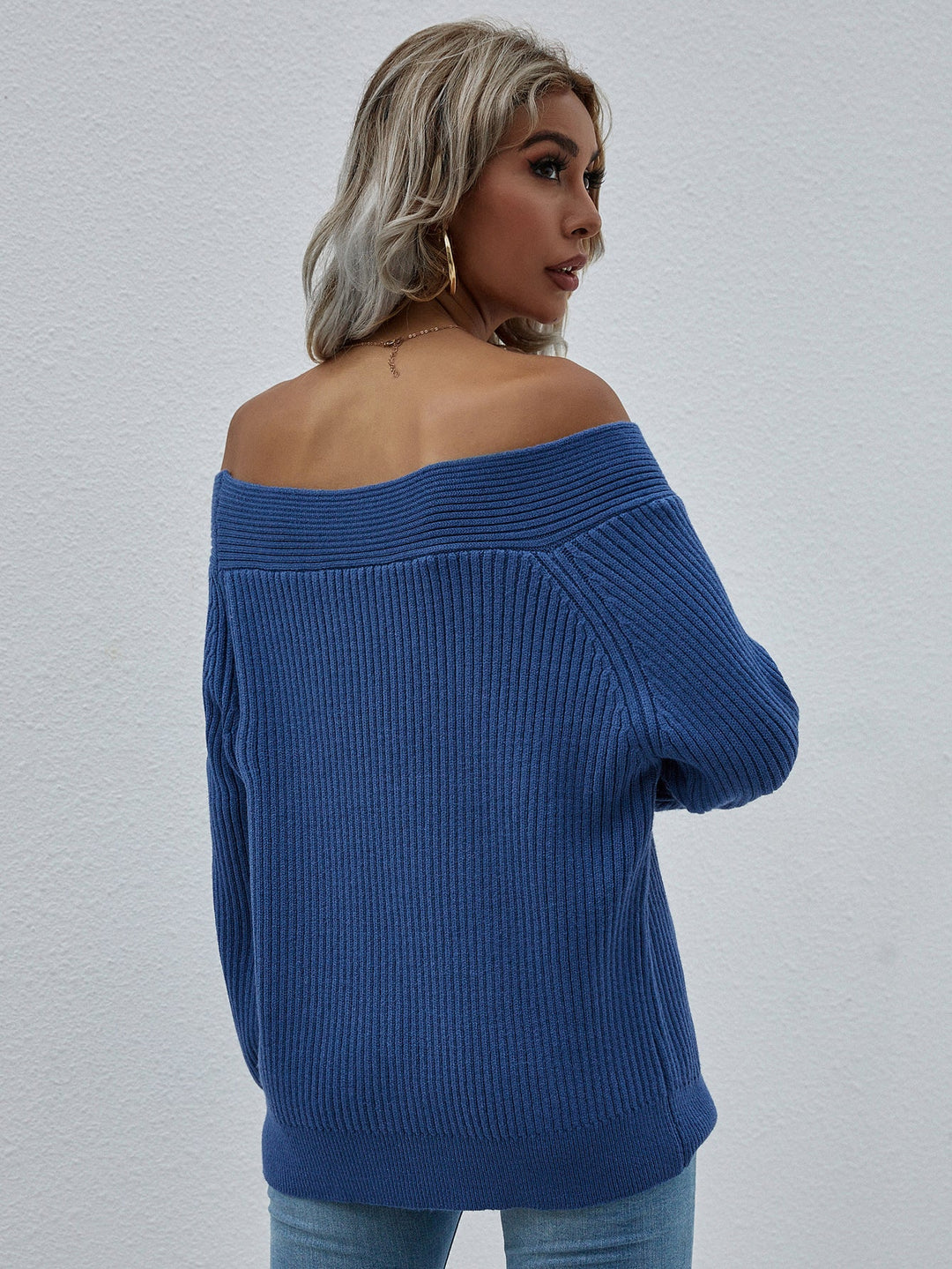 Off-Shoulder Rib-Knit Trui | Stijlvol & Comfortabel