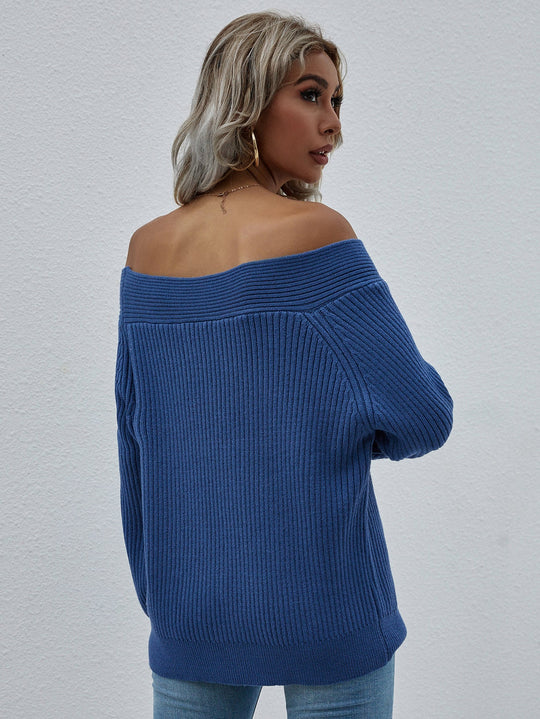 Off-Shoulder Rib-Knit Trui | Stijlvol & Comfortabel