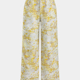 Abstracte Print Denim Knop Pocket Wijde Pantalon